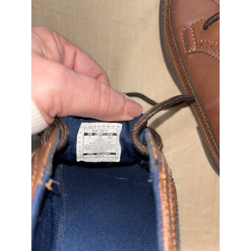Carter's Boys‎ Brown Wingtip Lace Up Dress Shoes Size 1